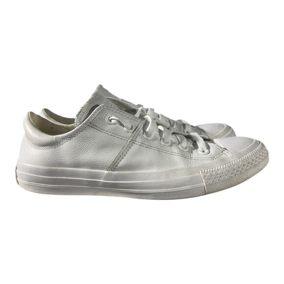 Converse All Star Women’s Triple White Leather Low Top Size 9 Sneakers - Picture 2 of 9